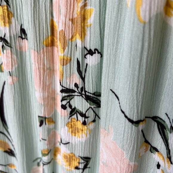 Forever 21 Dress Womens Size Medium Mint Green Embroidered Peek-a-Boo Waist - Picture 10 of 16